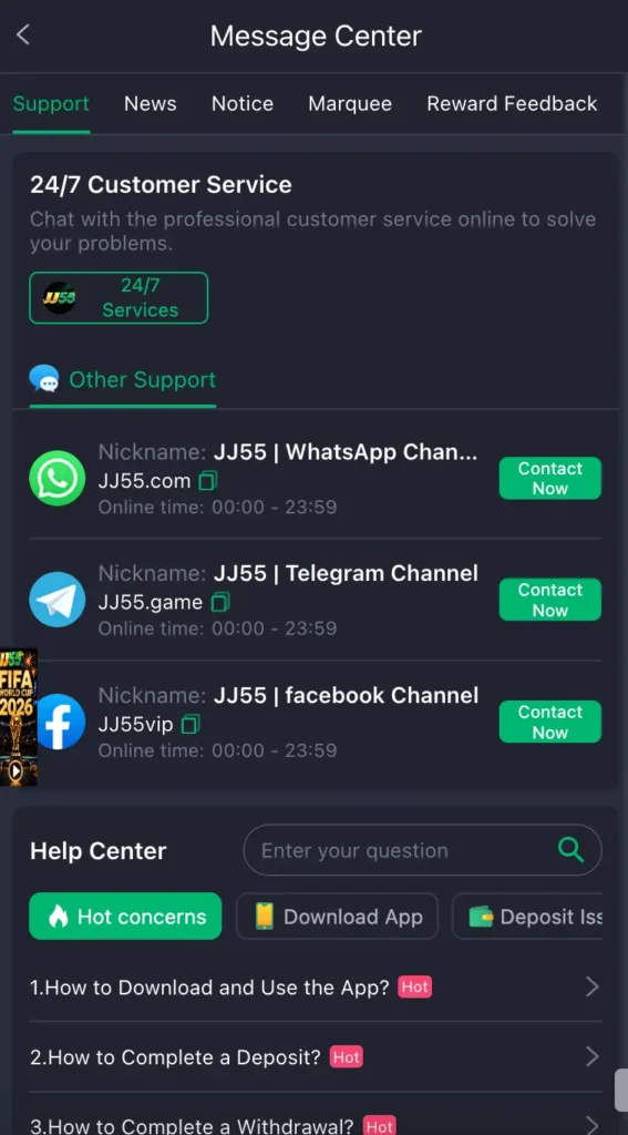 JJ55 Game Deposit